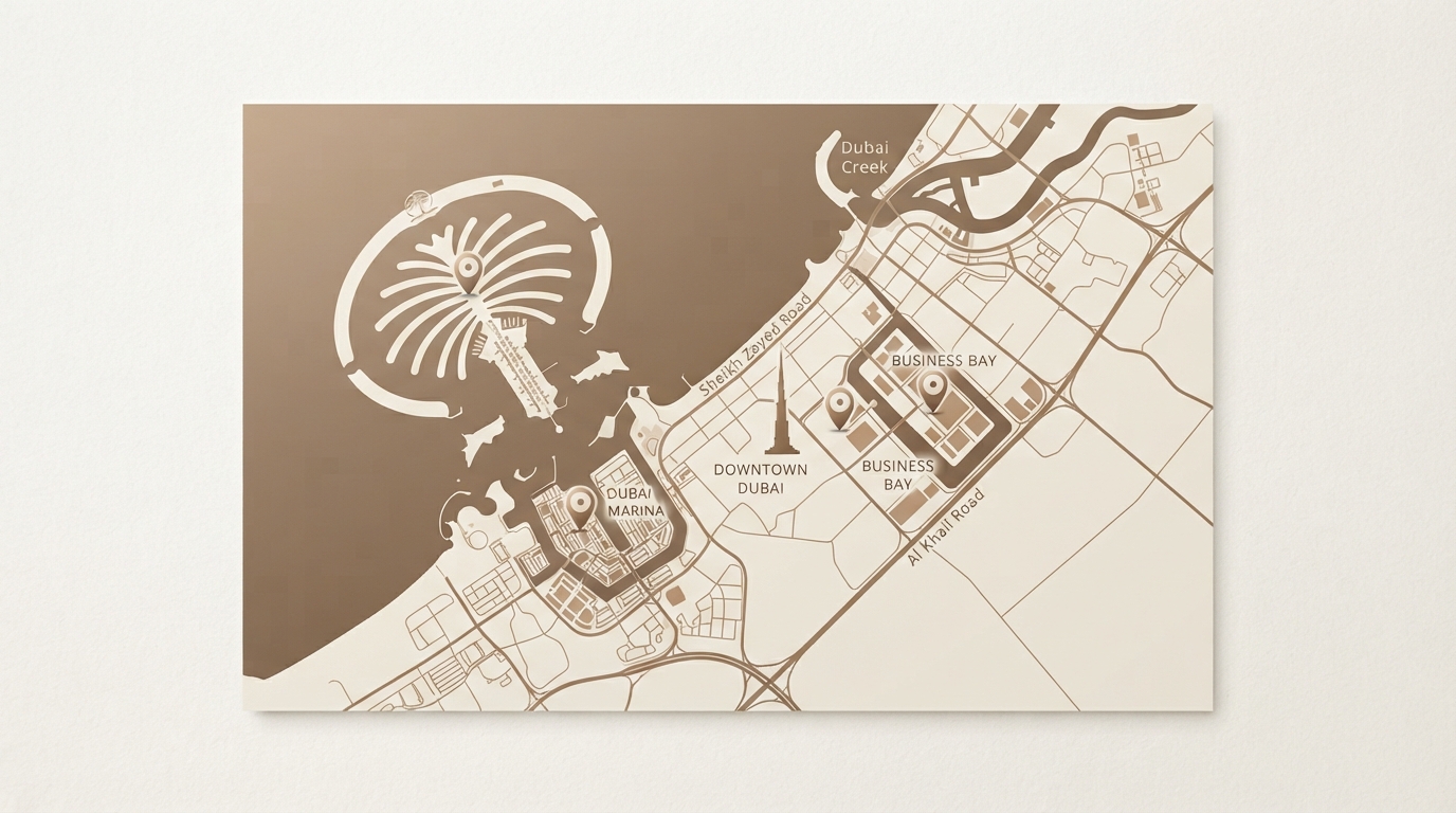 Map of Dubai neighbourhoods and communities