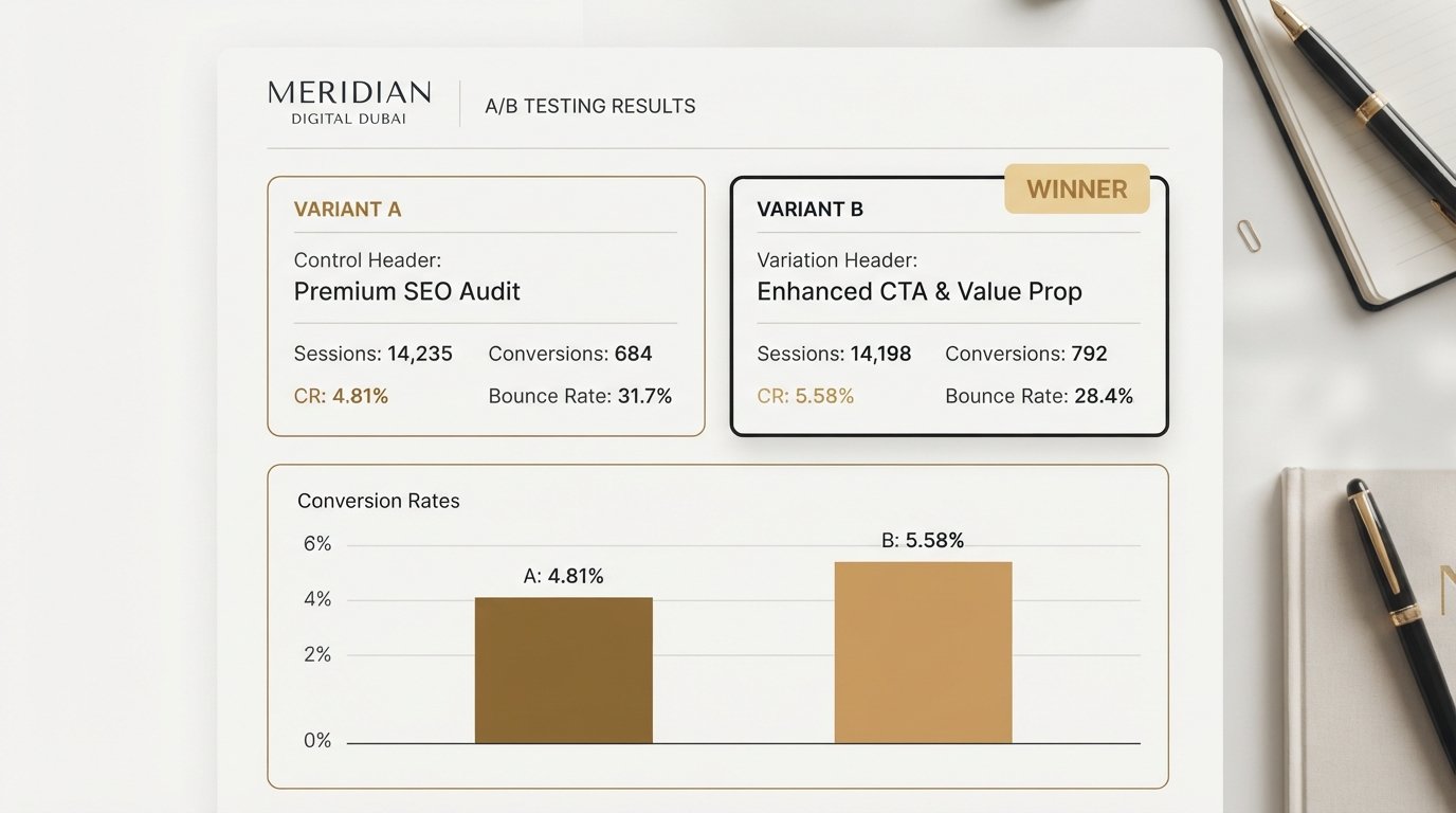 A/B test results dashboard